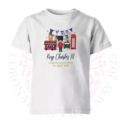 King Charles Coronation T-Shirt London Union Jack Crown Mens Womens Kids Tshirt • £7.99