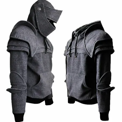 Men's Medieval Warrior Soldier Knight Armor Knee Sweater Jacket Hoodie Pullovers • $53.12