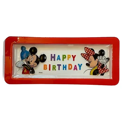 Disney Mickey & Minnie Mouse Happy Birthday Glass Tray 19”x8” Party Decoration • $15