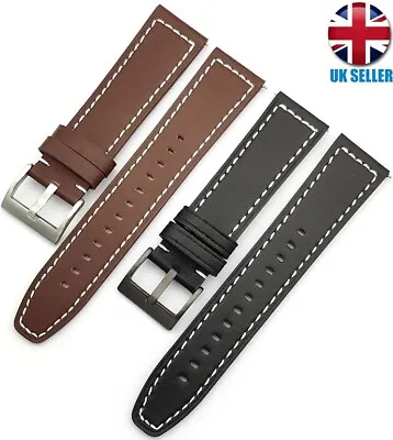 £5.99 • Buy Genuine Leather Black Brown Watch Strap Band Quick Release Size 22mm
