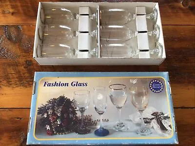 Vintage Fashion Glass Linea Ferraro Made In Italy Set Of Six 6 Glasses • $8.99