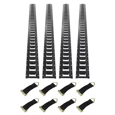 Pit Posse 5ft 4 Pack E Tracks & 8 Straps Tie Down Kit Cargo Trailer Rail Sys • $109.95