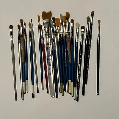 Vtg Lot Of 21 Artist Paint Brushes Winsor Newton Westwater Loew Cornell Estate • $58