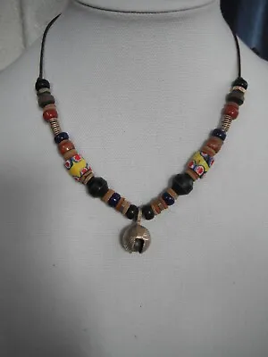 Moroccan Trade Bead Necklace With Brass Bell/beads/Gender Neutral • $35