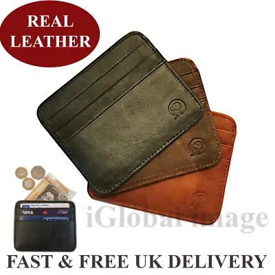 Mini Slim Men Ladies Leather Credit Card ID Holder Wallet Purse High Quality • £4.35
