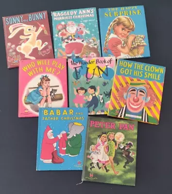 Vintage Wonder Books Lot Of 8 Children's Babar Peter Pan Raggedy Ann Christmas • $21.99