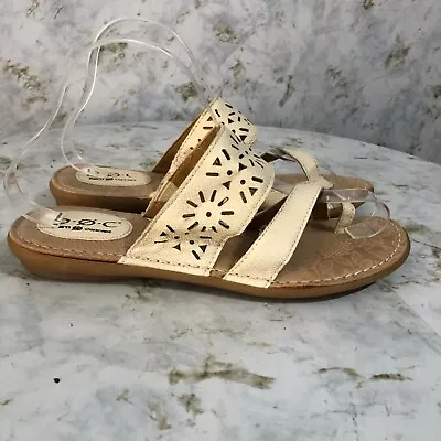 BOC Born O Concept Womens Sz 8M Shoes Beige Brown Vegan Slides Strappy Sandals • $12