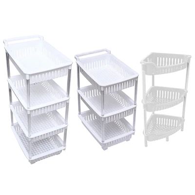 £12.99 • Buy 3 OR 4 Tier Corner Storage Shower Rack Shelf Organiser Bathroom Caddy - WHITE