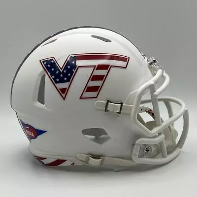 Virginia Tech Hokies CUSTOM Matte White - Stars & Stripes Mini Football Helmet • $65