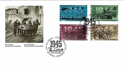 Canada 1995 50th Ann Second World War Block Of 4 On Official First Day Cover Fdc • £3.35