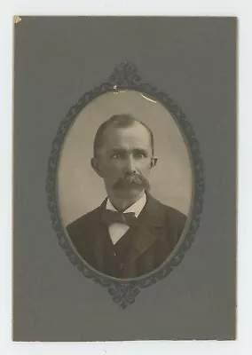 Antique C1900s Cabinet Card Older Man With Large Mustache Wearing Suit Dayton OH • $12.99