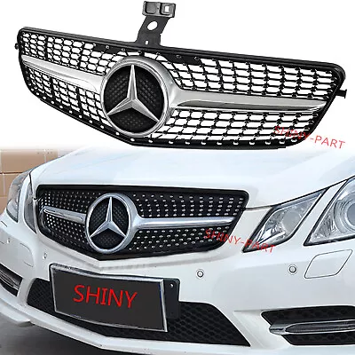 Diamond Front Grille For Mercedes-Benz W212 E Class E350 E550  2010-2013 Silver • $138.99