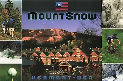 Postcard VT Mount Snow West Dover Skiing Biking Hiking Golfing Riding Chairlift • $5.99