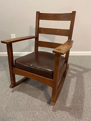 Antique Stickley & Brandt Chair Company Leather Spring Seat 30”x26”x34” • $599