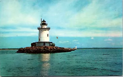 Postcard Saybrook Point Connecticut Outer Lighthouse Inner Light In Background • £5.22