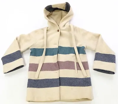 Rare Vintage WOOLRICH Hudson Bay Style Striped Point Hooded Jacket 90s Women’s L • $119.99