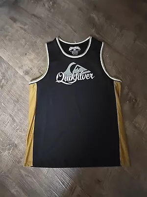 Quiksilver Classic Wave Logo Gold Borders Tank Top Jersey XL • $40