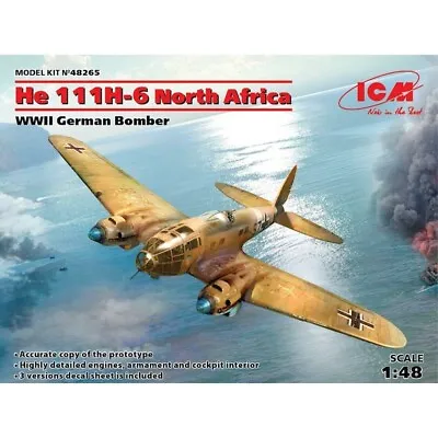 ICM 48265 - 1/48 Heinkel He-111H-6 North Africa WWII Bomber Model Kit • £41