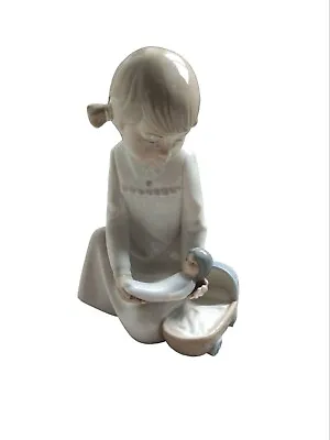 Zaphir Child With Baby Doll And Basket Figurines - Made In Spain • £24.99