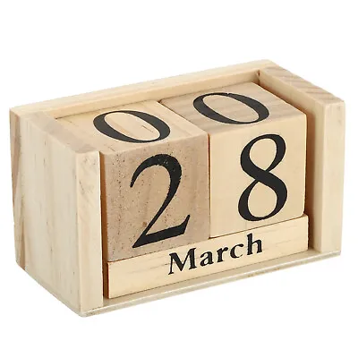 Vintage Wood Block Perpetual Calendar Reusable Wooden Blocks 3.7  Brown • $11.80