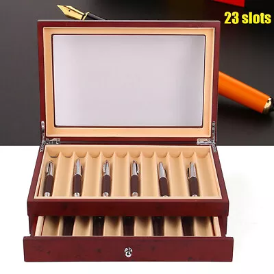 23 Slots Vintage Red Wooden Fountain Pen Display Box Gift Storage Collector Box • $28