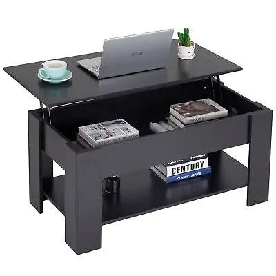 Lift-Top Coffee Table With Hidden Compartment & Storage Shelf For Living Room • $61.99