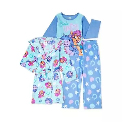 My Little Pony New Generation Girl's Fleece Hooded Robe And Pajama Set Size 8 • $34.99