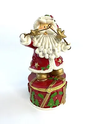 Porcelain Hinged Trinket Box Santa Christmas • $9.99