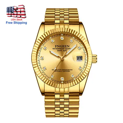 $12.89 • Buy 2022 Men's Watch Relojes De Hombre Gold Stainless Classic Dial Steel Quartz US