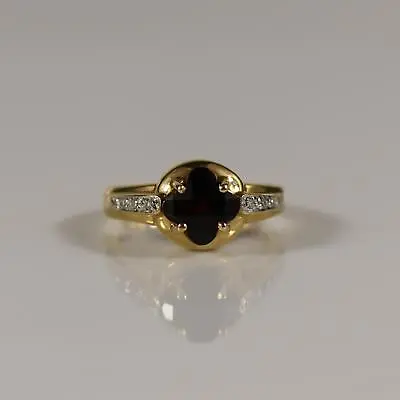 Vintage Garnet Checkerboard Cut Ring With Diamonds • $310