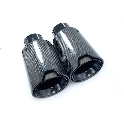 2pcs ID 63mm Glossy Black Carbon Fiber Exhaust Tip Fit For M Performance Pipes • $79.99