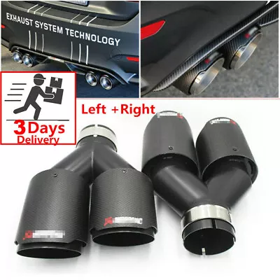 2Pcs Real Carbon Fiber Car Exhaust Tip Dual End Pipes ID:2.5  OD:3.5  • $184.99