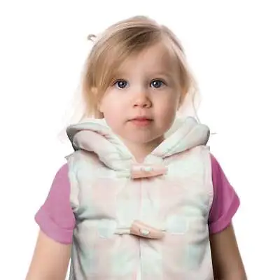 Girls Hooded Gilet | Pink & White Check | Faux Fur Lining | 9-24 M | SKU 0003A • £3.99