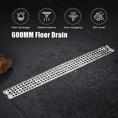 BathRoom Linear Shower Floor Drain 304 Stainless Steel Channel Gully Waste Trap • £32.99