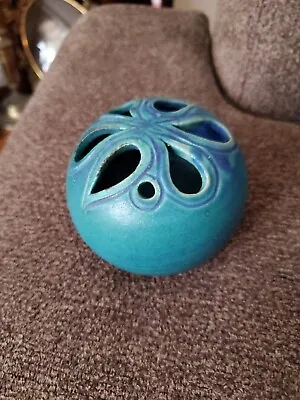 $24.99 • Buy Signed Gail Turner Art Pottery Cut Out Bowl Blue Green