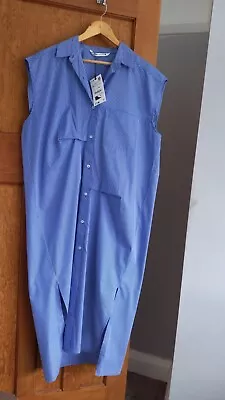Zara Blue Stripe Cotton  Midi Shirt Dress Size XL / 14 • £5