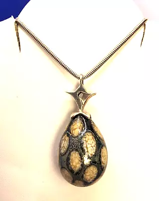 Designer Mignon Faget 925 Sterling Silver Hand Blown Oval Glass Pendant Necklace • $325