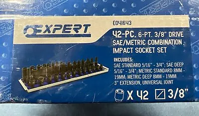 Expert 42pc 3/8  Drive Combination Impact Socket Set - 6pt E041643 NEW • $229.97