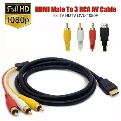 5FT NEW HDMI Male To 3 RCA Video Audio AV Transmitter Adapter Cable HDTV 1080 • $4.95