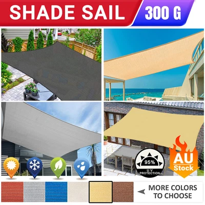 Heavy Duty Sun Shade Sail Waterproof Square Rectangle 320GSM HDPE 98% UV Block • $35.99