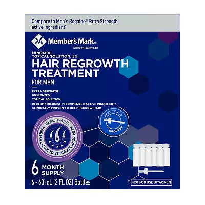 Members Mark Minoxidil 5% Hair Regrowth Treatment X Men 2 Floz 6ct FREE SHIPPING • $25.37