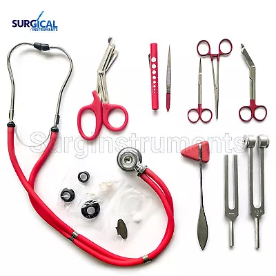 RED 10 Pcs Medical Kit Diagnostic EMT Nursing Surgical EMS Student Paramedic • $26.99