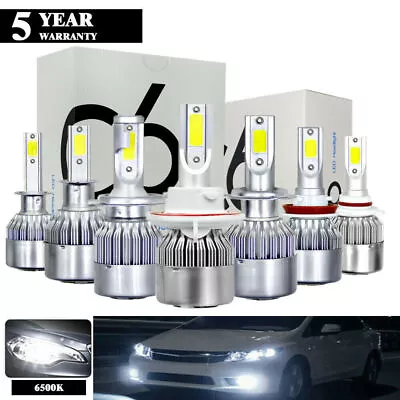 H1 H3 H4 H7 H11 H13 9005 9006 LED Headlight Bulbs Kit High Low Dual Beam 6000K  • $9.19