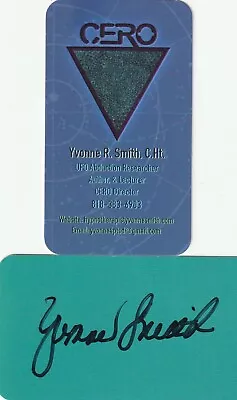 Ufo Researcher Yvonne Smith Signed Business Card Hypnotherapist • $25