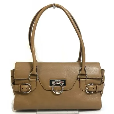 Salvatore Ferragamo DY-21 4862 Gancini Semi-Shoulder Bag Tote Bag Leather Brown • $429