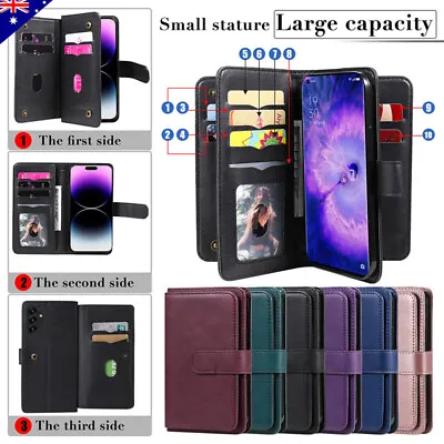 Wallet Leather Case 10 Cards Cover For OPPO A38 A58 A78 A17 A96 A54 A74 Find X5 • $15.99