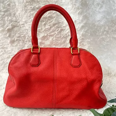 J. Crew Biennial Red Pebbled Leather Zip Top Satchel Handbag Carryall • $74.98