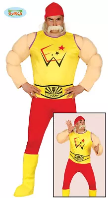 Mens 80s Retro Wrestler Fancy Dress Costume 1980s Wrestler Outfit Suit New Fg • £27.99