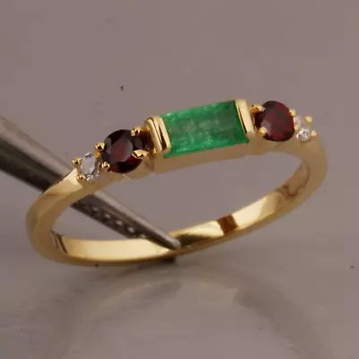 Genuine Emerald Baguette Ring Green Emerald Ring Engagement Gift Ring Or Wife • $25