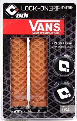 ODI VANS Lock-On Grips Gum Brown Waffle Pattern / Checkered Clamps BMX MTB Bikes • $32.95